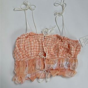 For Love & Lemons Women's Allyson Top, Tangerine, Large